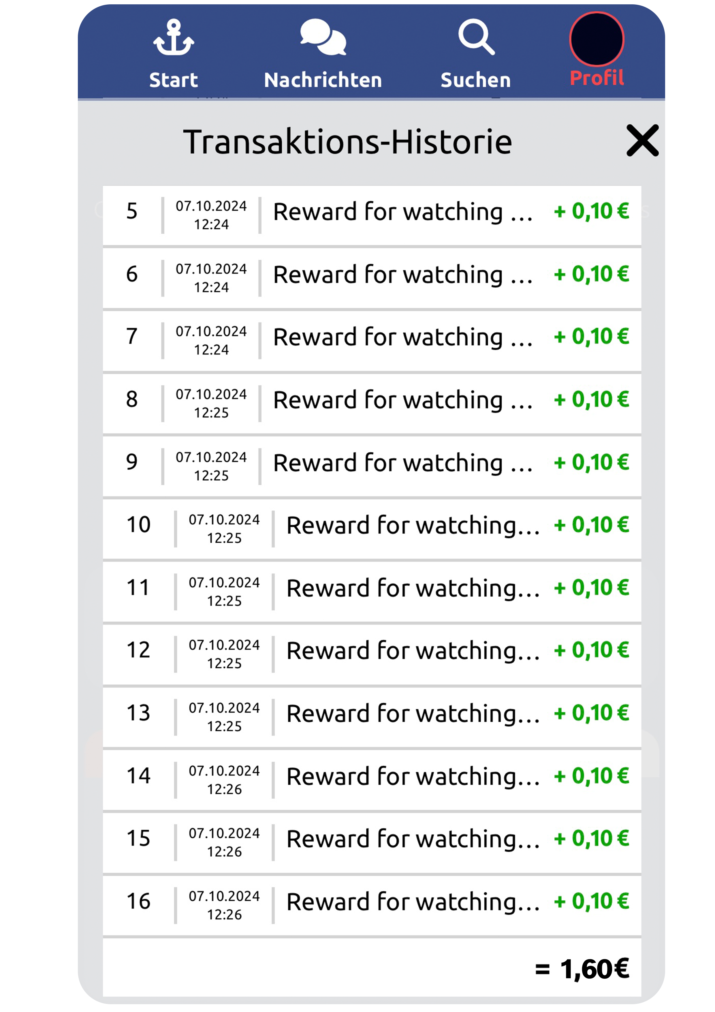 Dein Verdienst durch Werbung – aktuelle Übersicht. Screenshot: Nutzer sieht verdiente Einnahmen durch Werbung.