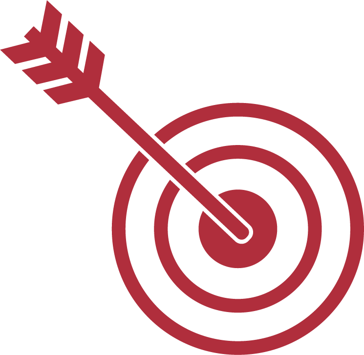 Icon einer Zielscheibe mit Pfeil, das die Unternehmensmission symbolisiert.
